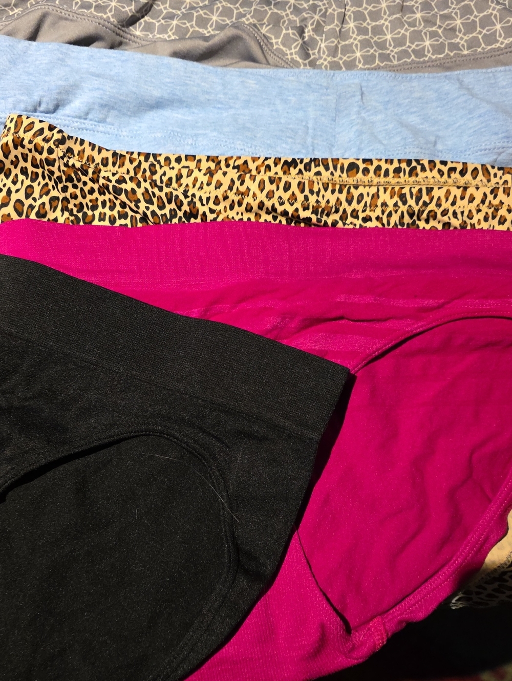Women’s Cotton Blend Bikini Panty Pack - Magenta, Black, Light Blue, Leopard